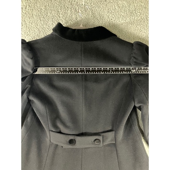 Vtg Laura Ashley Wool Coat Women 12 Full Length Double Breasted Velvet Collar - Picture 8 of 16
